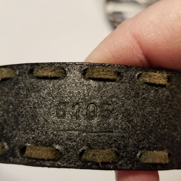 Stone Mountain Black Italian Leather Eurometal Silver Engraved Buckle, Size 36 - Picture 8 of 15